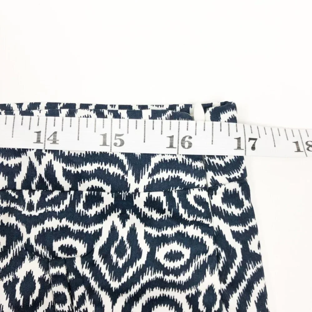 J. Crew Skirt Women's Size 8 Navy Blue White Ikat Print Mini
